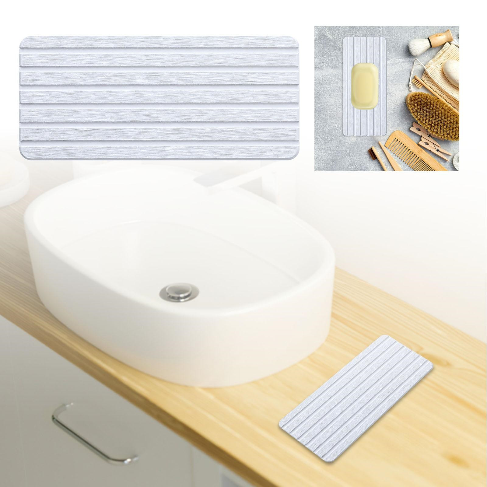 thumbnail image 2 of Almohadilla Absorbente De Agua Para Baño, Tierra De Diatomeas Blanca, Bandeja De Cocina, Tierra De Diatomeas, Almohadilla Para Secar Vajilla, Dispensador De Jabón De Cerámica, Escurridor De Platos,, 2 of 2